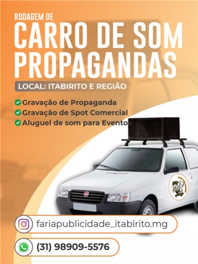 CARRO DE SOM FARIA PUBLICIDADE  Itabirito MG